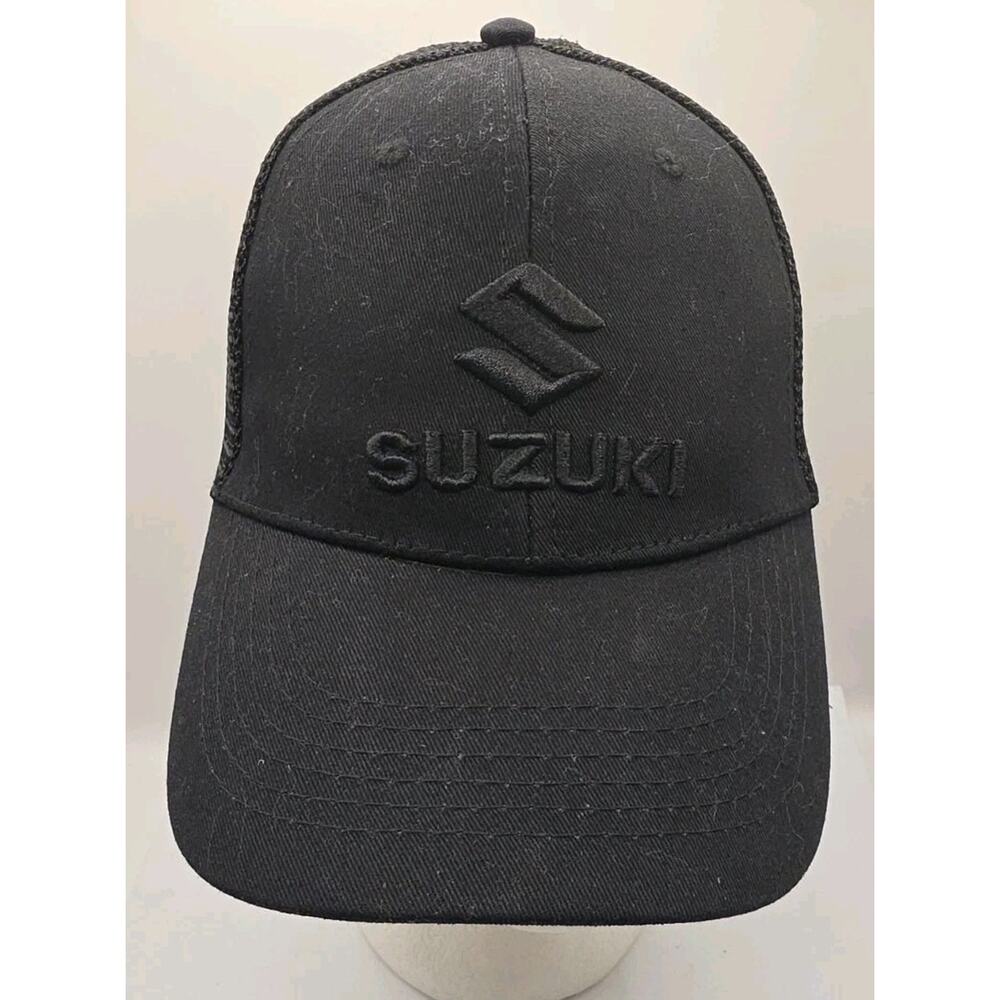 Suzuki Logo Snap Back Cap Black Trucker Hat Mesh‎ Motorcycle